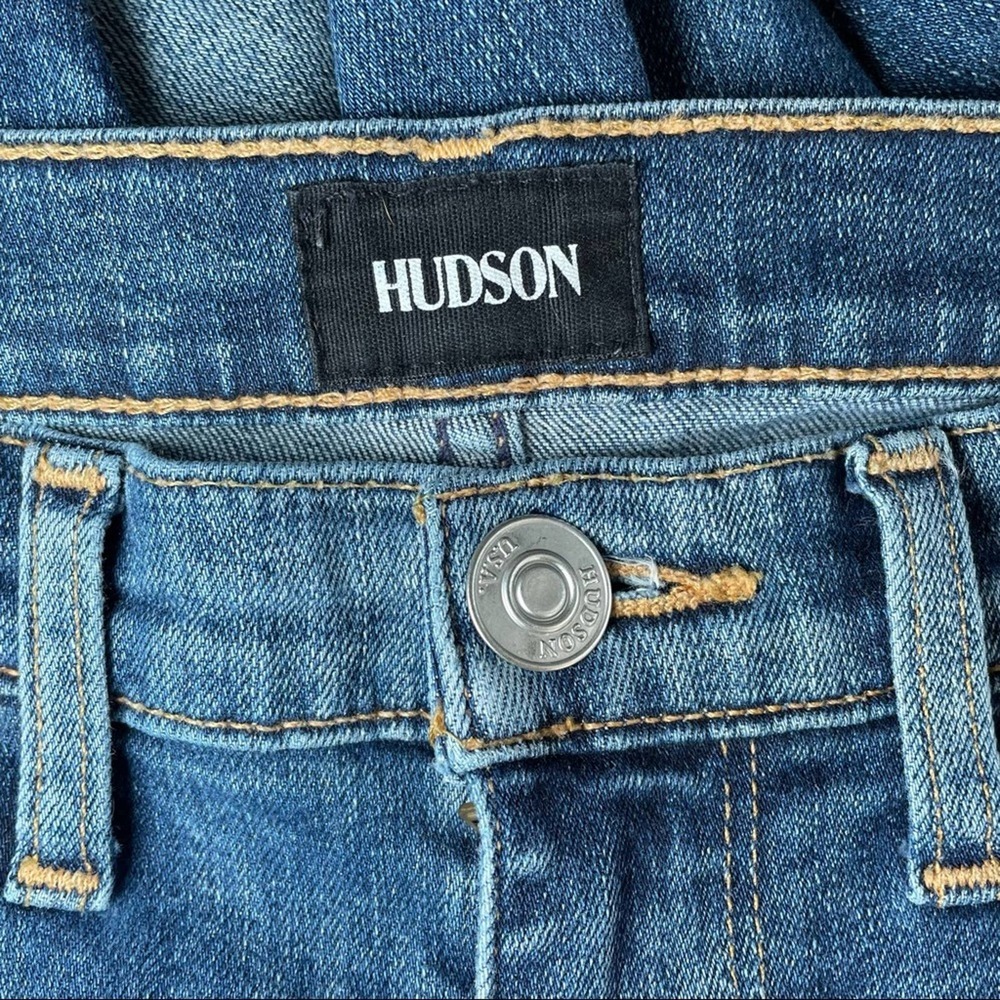 HUDSON HIGH RISE CROP HARPER BABY MEDIUM BLUE WASH DENIM JEANS - 25 - Picture 3 of 7